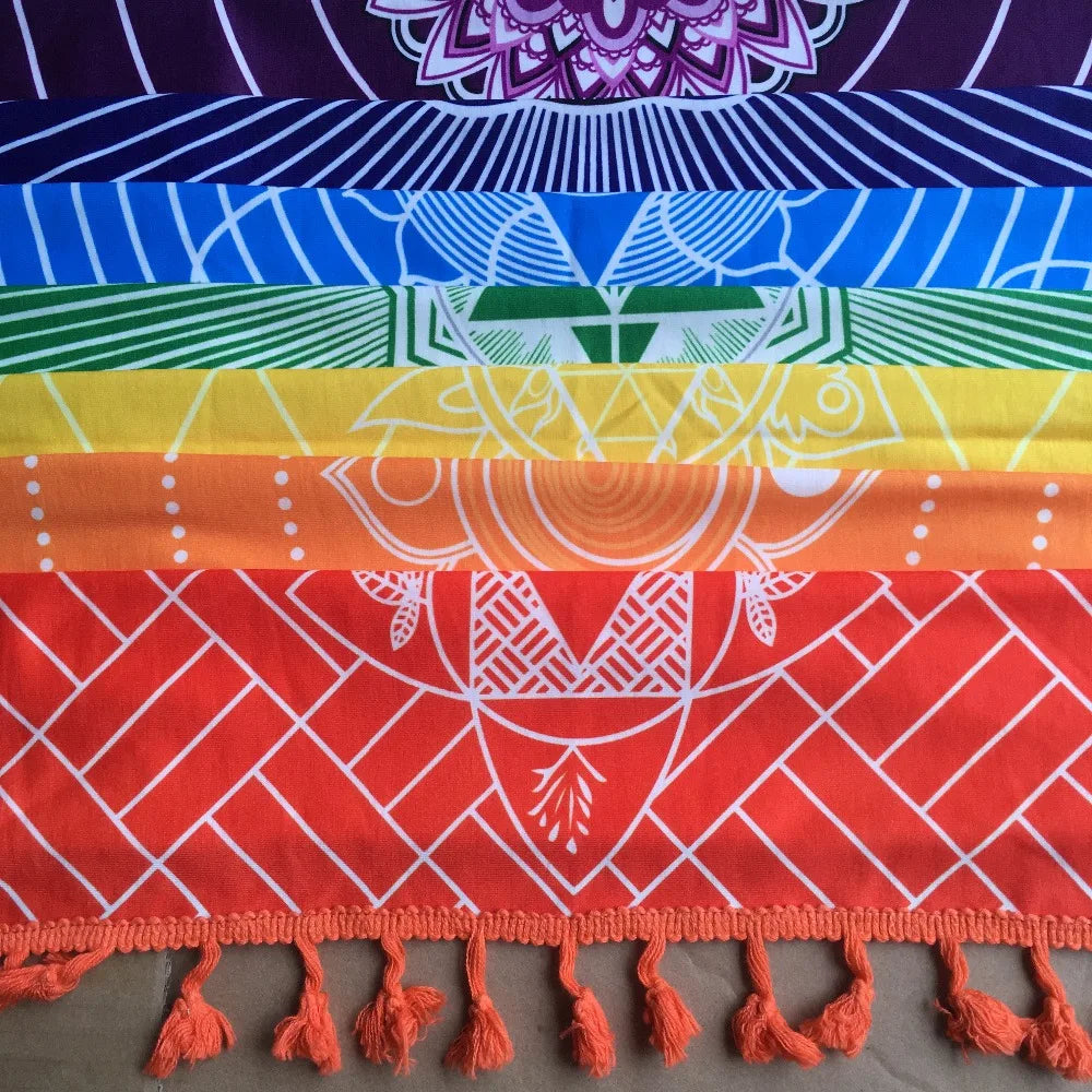 Cotton Play Mat Rainbow Stripes Tapestry